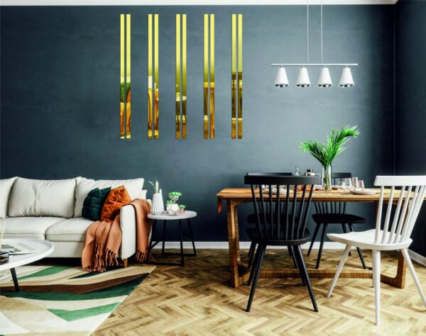 Strip Mirror Decor – 3D Geometric Self-Adhesive Acrylic Wall Mirrors (10Pcs) for Modern Office Decor, Living Room & Bedroom – Shatterproof Peel & Stick Design - Image 2