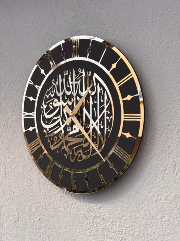 First Kalimah Islamic Wall Art & Clock – Handcrafted Arabic Calligraphy Decor for Prayer Rooms, Eid Gifts & Muslim Home Decor - Image 4